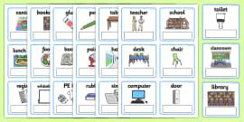 Everyday Objects at School Cards - ESL Classroom Vocabulary Game