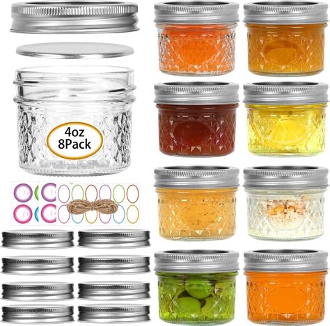 Amazon.com: Ball Mason 4oz Quilted Jelly Jars with Lids and Bands, Set ...