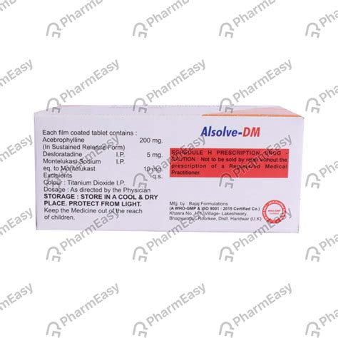 Buy Alsolve Dm Strip Of 10 Tablets Online at Flat 15% OFF | PharmEasy