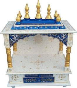 monika art BLUE AND WHITE MINI TEMPLE Solid Wood Home Temple Price in ...