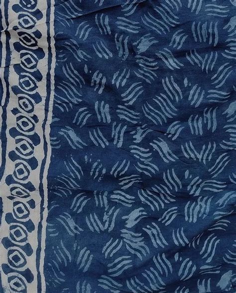 Indigo Bouquet - Dabu Bagru Hand Block Print Saree Made of Mulmul ...