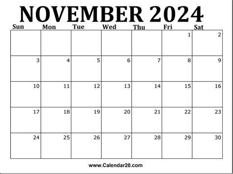 Printable Calendar Of November 2025