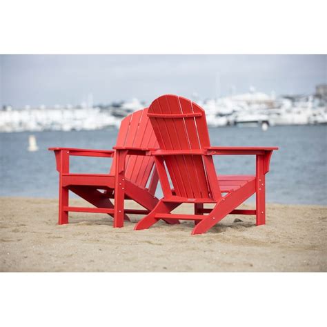 LuXeo Hampton Adirondack Chair Set of 2 Red Hdpe Frame Stationary ...