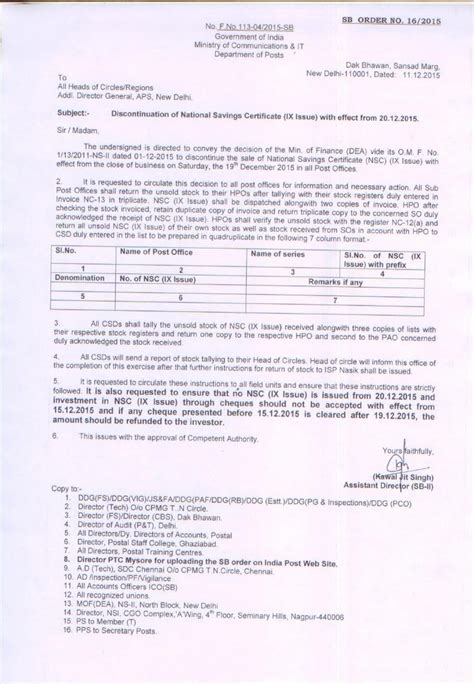 Discontinuation of National Savings Certificate (IX Issue) with effect ...