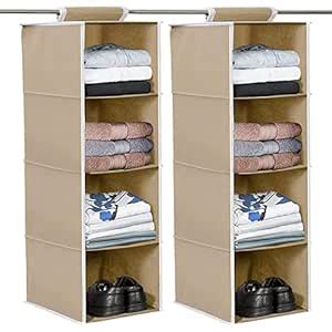 Kuber Industries 4 Shelf Closet Organizer for Wardrobe|Non-Woven ...