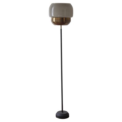 Stilnovo, Floor Lamp, Brass, Metal, Glass, Italy, 1960s For Sale at 1stDibs