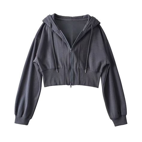 Lovskoo Womens Zip Up Hoodies Cropped Sweatshirts Spring Fall Clothes ...