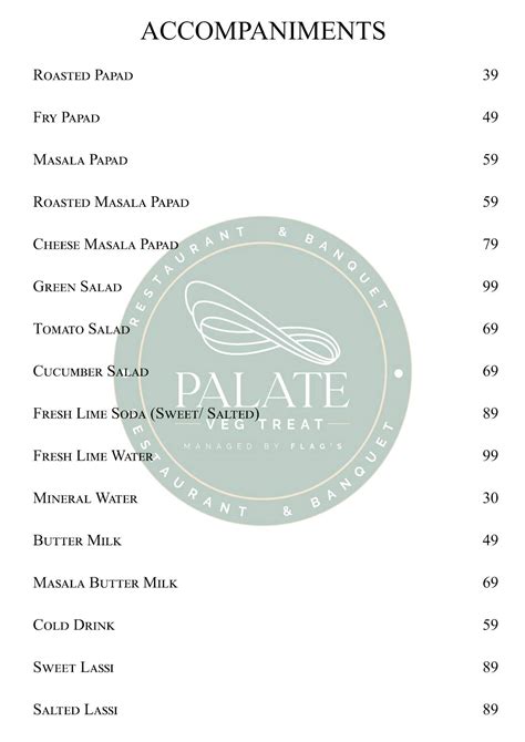 Menu at Palate Veg Treat Multi Cusine Restaurant, Jamnagar