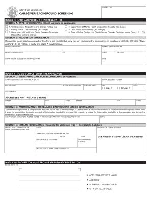 Missouri Caregiver Background Screening - Fill and Sign Printable ...