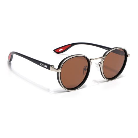 Pilot | Silver Round Polarized Sunglasses | Brown Lens - PMG6674