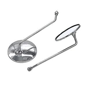 NEW Universal Chrome Motorcycle Rear View Mirrors ATV Scooter Back Side ...