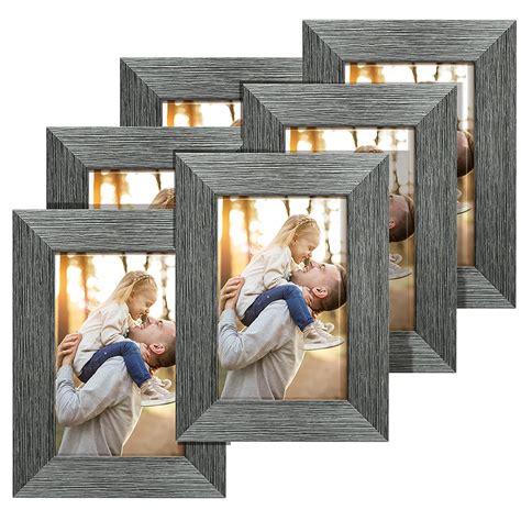 TWING Picture Frames Wood Pattern 4x6 High Definition Glass Tabletop or ...