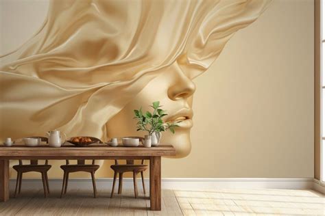 Auric Beauty, Golden Aesthetic Woman Face Wallpaper Mural - Magicdecor®