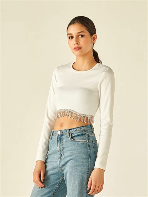 White Glamm Embellish Top