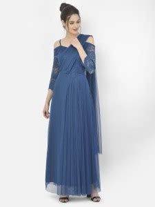 Eavan Women Fit and Flare Dark Blue Maxi/Full Length Dress - Buy Eavan ...