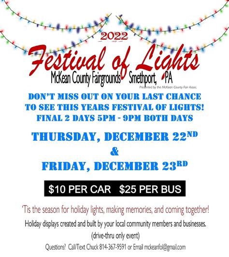 Cameron County PA News: Festival of Lights @ McKean County Fairgrounds