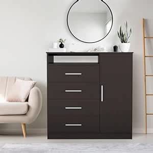 Furnilife Wooden Chest of Drawers, Chocolate Brown Color Length 100 cm ...