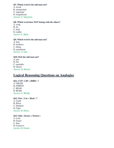 Image result for Logical Reasoning Answers