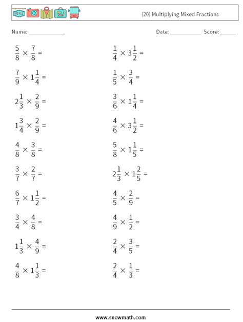 Image result for Multiply Mixed Fractions Worksheet