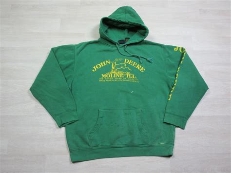 Vintage John Deere Hoodie Hooded Sweatshirt (M) 3 Leg… - Gem