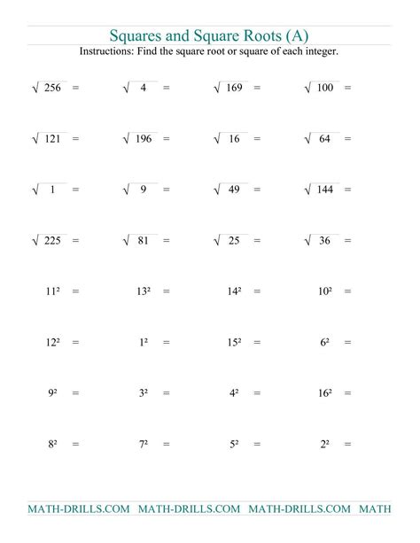Approximating Square Roots Worksheets