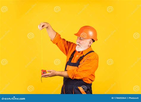 Ready To Work. Engineer Size Measuring. Construction Man Hold Measuring ...
