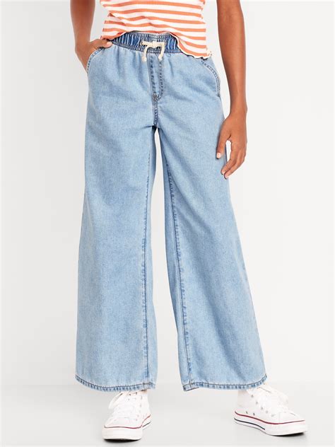 High-Waisted Baggy Wide-Leg Pull-On Jeans for Girls | Old Navy