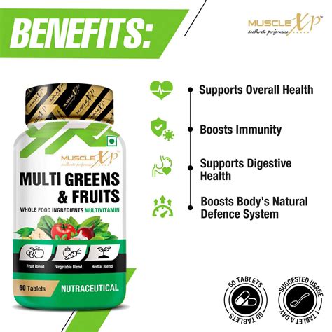 Buy MUSCLEXP MULTIGREENS & FRUITS MULTIVITAMIN 60 TABLETS Online & Get ...