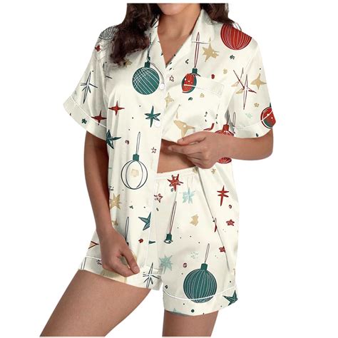 purcolt Women's Christmas Pajama Sets Snowflake Santa Print Short ...