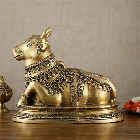 Vintage Tone 20" Brass Nandi Statue – Budhshiv.com