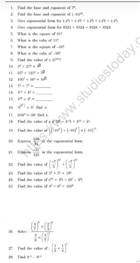 Find the base and exponent of (-41 ) raise to power 91 - Brainly.in