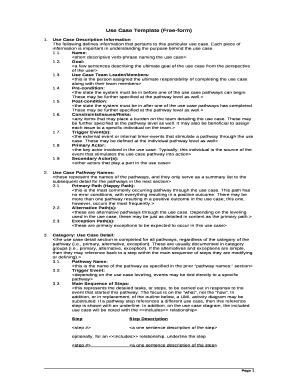 Use Case Template (Free-) Doc Template | pdfFiller