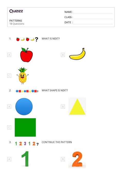 50+ Shape Patterns worksheets for Kindergarten on Quizizz | Free ...