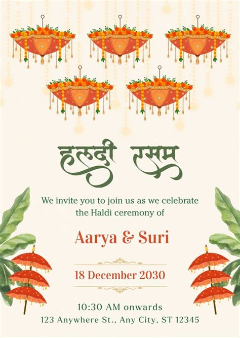 Free Custom Hindu Wedding Invitation Card Templates - Canva