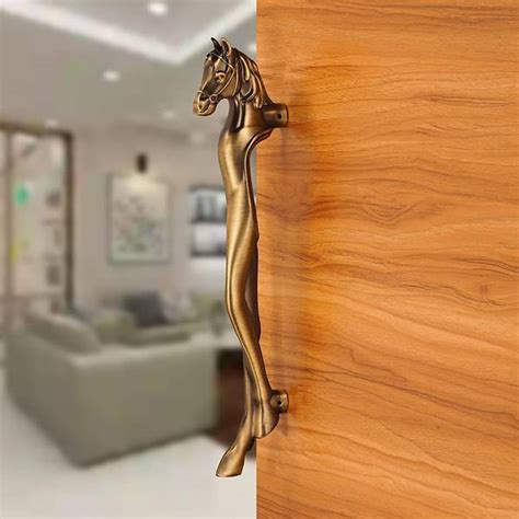 GLOXY Horse Shape Pack 1 Main Door Handle Decorative Push & Pull Wooden ...