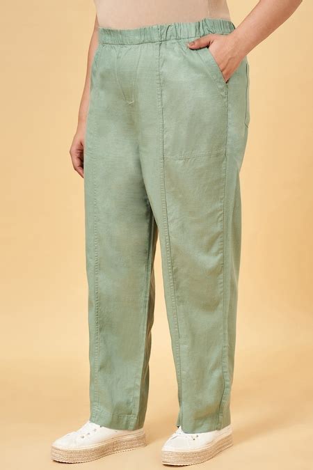 Olive Solid Ankle Length Casual Women Tapered Fit Trousers - Selling ...