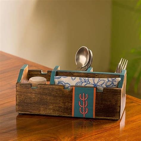 Buy ExclusiveLane 'Oasis Spaces' Hand-Painted Cutlery Holder in Mango ...