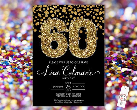 Printable Blank 60Th Birthday Invitation Template