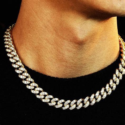 Buy Mens Cuban Link Chain Female Diamond Gold Silver Miami Cuban ...