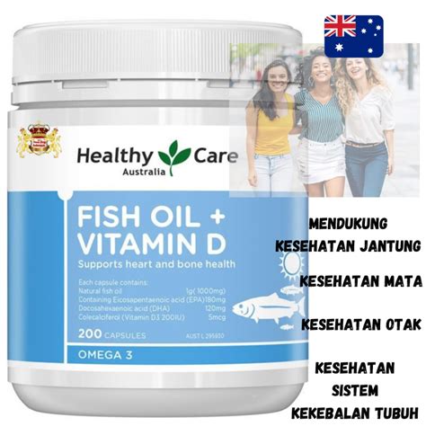 Jual Healthy Care Fish Oil + Vitamin D 200 Capsules | Shopee Indonesia