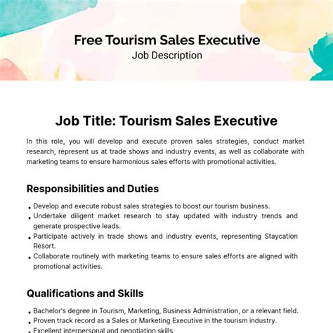 Travel And Tourism Manager Job Description at Petra Webster blog
