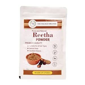 The Village Organic Reetha Powder for Hair | 100% Natural Soapnut for ...