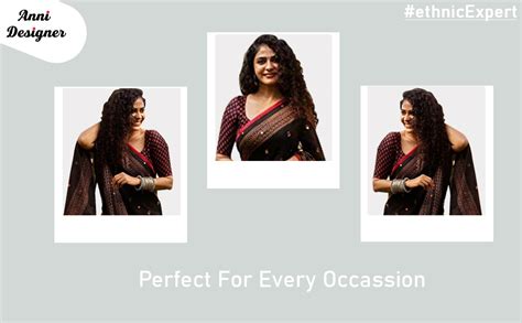 GoSriKi Women's Georgette Blend with Blouse Piece Embroidery Saree ...