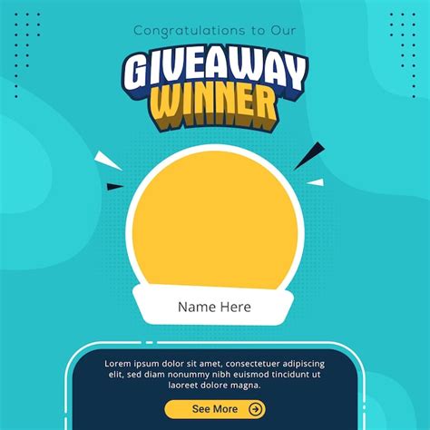 Giveaway winner banner congratulation greeting for social media post ...