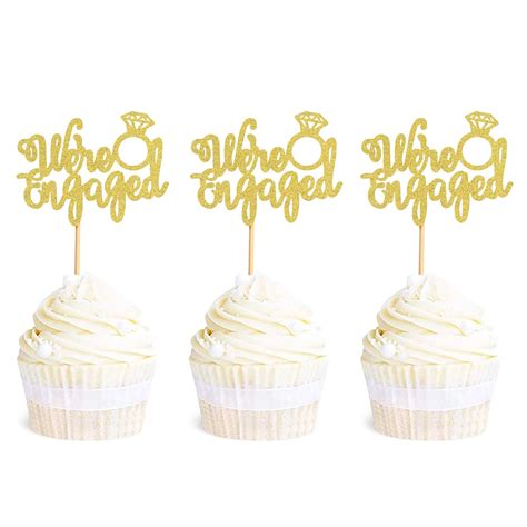 Ercadio 24 Pack We're Engaged Cupcake Topper | Ubuy India