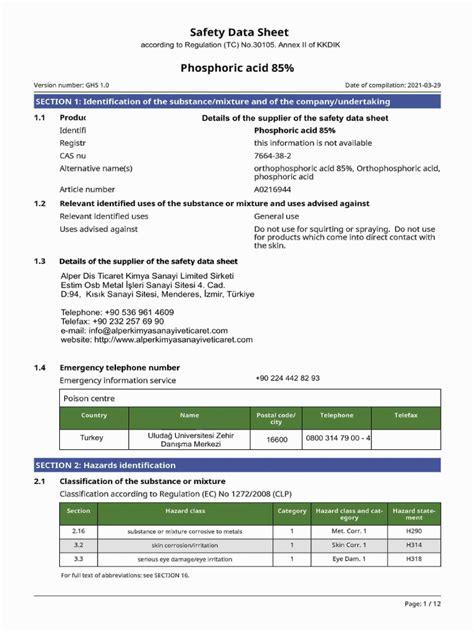 Ortho-Phosphoric Acid MSDS | PDF