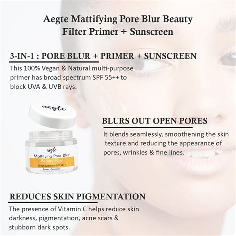 Aegte Mattifying Pore Blur Primer + Sunscreen, Skin Corrector DD Cream