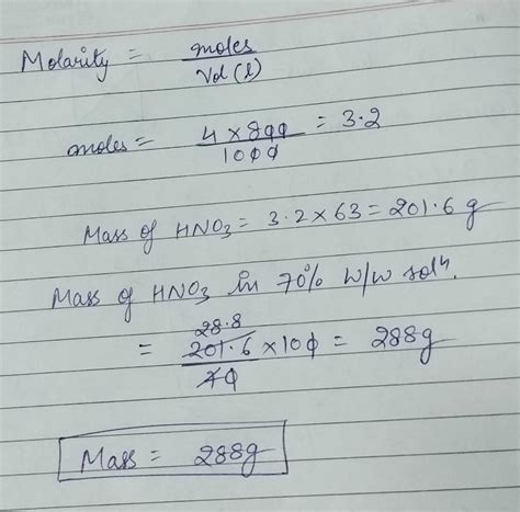 9. Mass of concentrated nitric acid solution required to prepare 800 mL ...