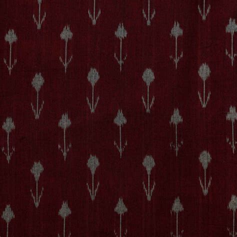 Pure Cotton Ikkat Maroon With Blue Grey Plant Weaves Woven Fabric ...