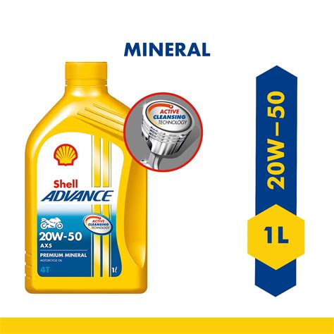 Shell Advance AX5 4T 20W-50 API SL Premium Mineral Motorbike Engine Oil ...